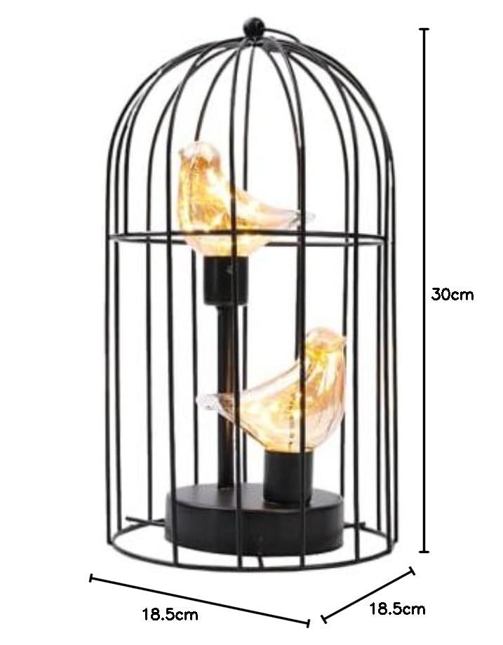 JHY DESIGN 電池式テーブルランプ 高さ30cm 置き型 かわいい鳥かご
