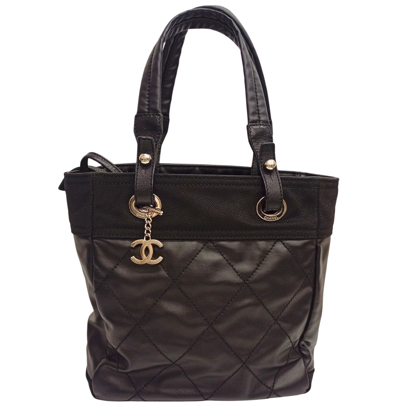 CHANEL シャネル パリビアリッツPM 肩掛け ココチャーム ブラック カード無し トートバッグ ハンドバッグ JA-25362