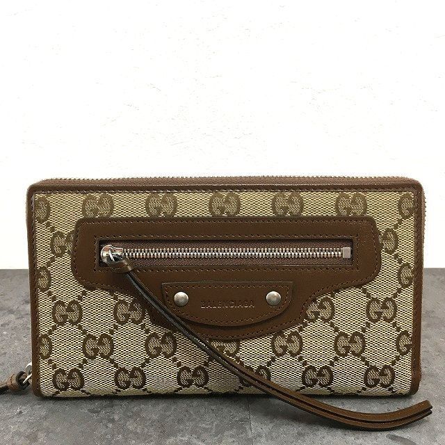 102 み GUCCI ジップウォレット 681710 BALENCIAGAコラボ き