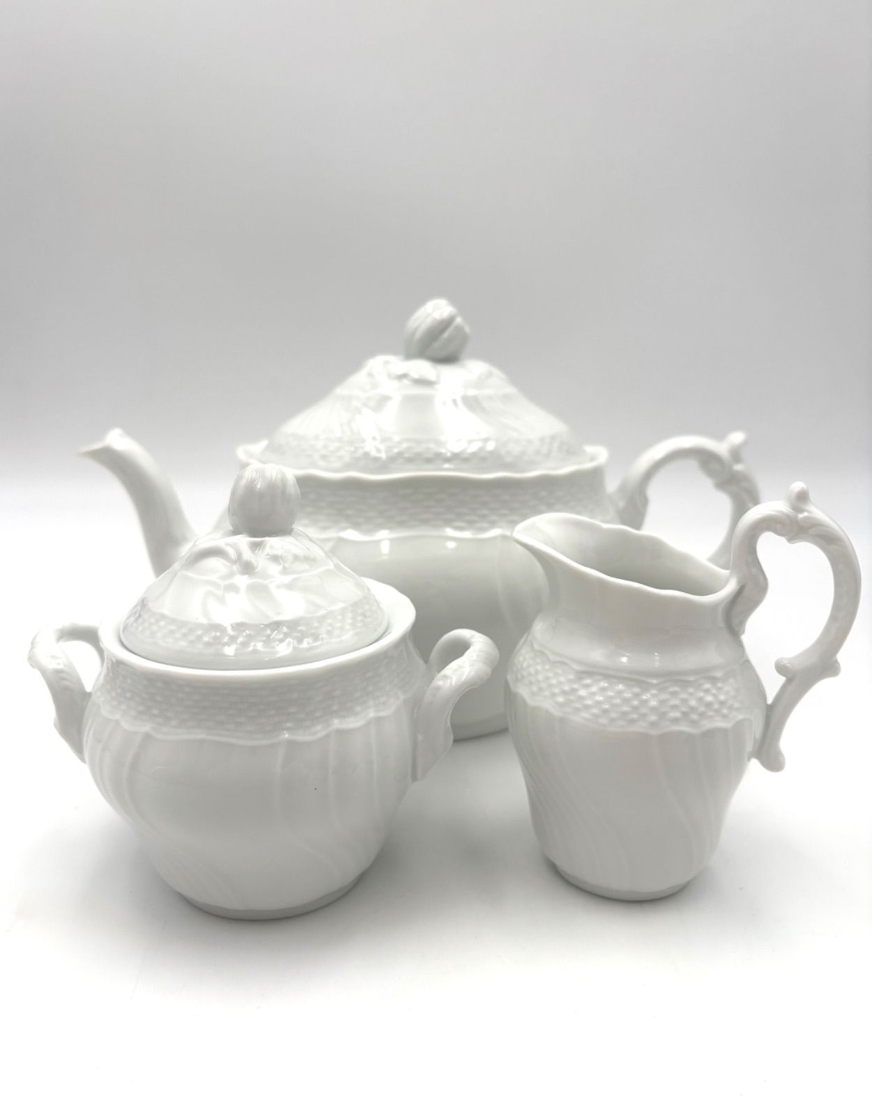 Richard Ginori リチャードジノリ ベッキオホワイト 23cm ティーポット クリーマー シュガーポット 3点セット ティーセット