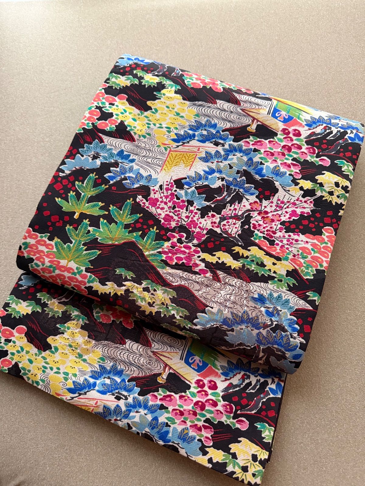 アンティーク帯 名古屋帯 総柄 ビビット 昼夜帯