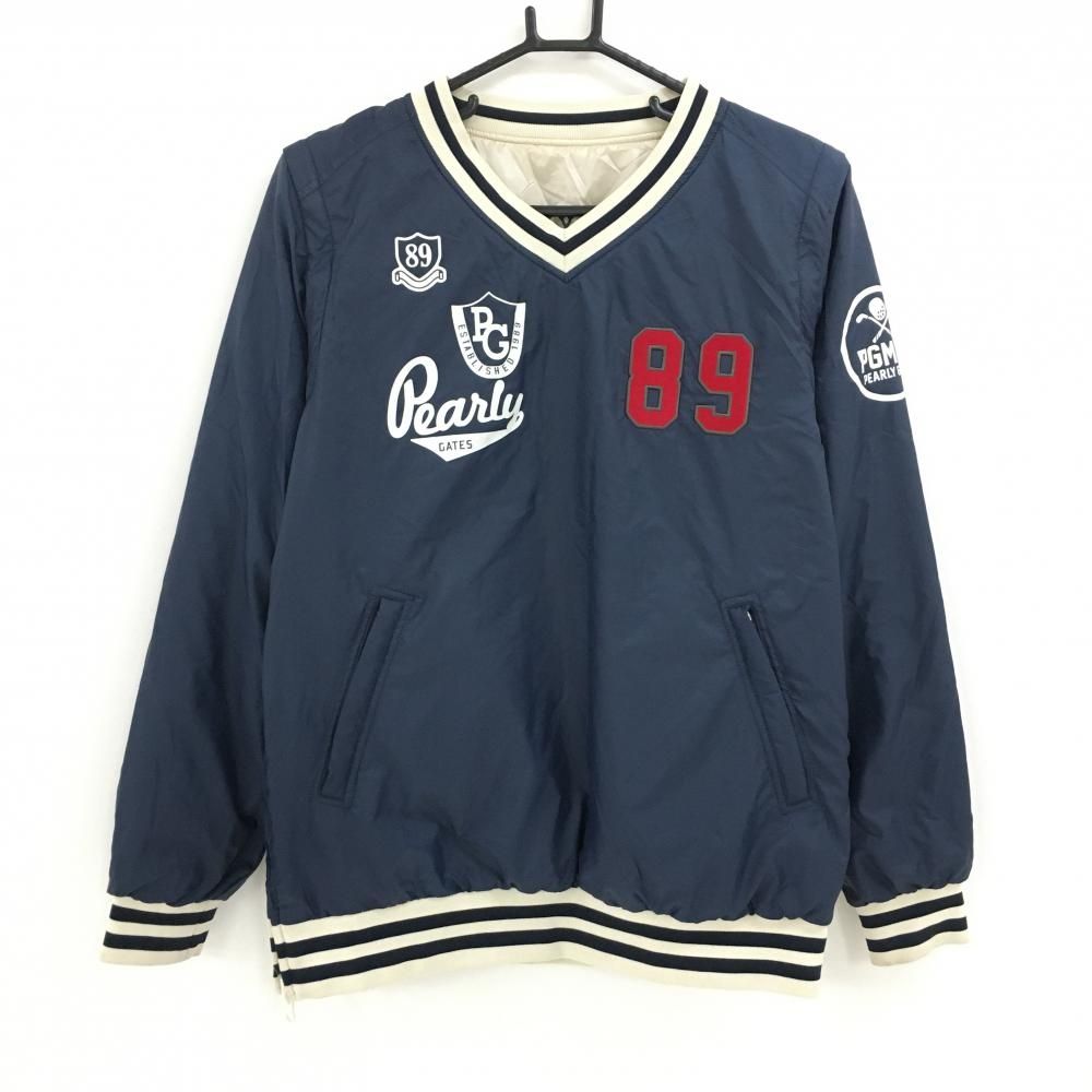 パーリーゲイツ 4WAY中綿リバーシブルスニード ネイビー 裏ベージュ 袖着脱可 ブルゾン レディース 2 L ゴルフウェア PEARLY GATES