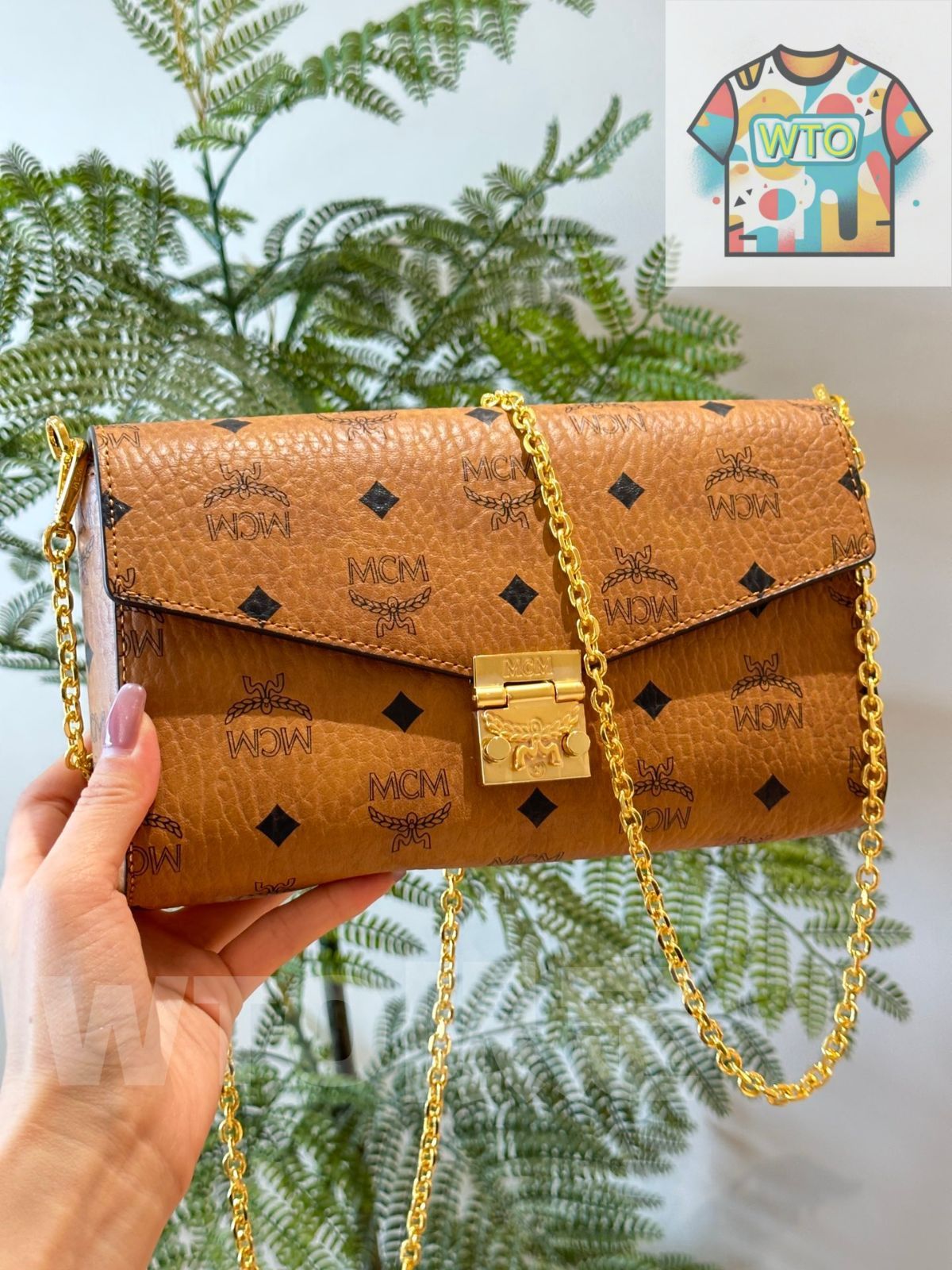 WTO通販 MCM シールド チェーン クロス body ~信封チェーンロック クロス-WTO輸入-BLD64