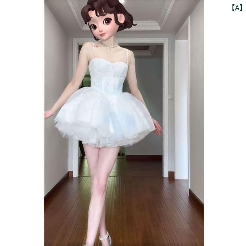 ワンピース レディース ロリータ ゴスロリ 膝丈 パニエ チュール 姫袖 フリル リボン レース 萌え かわいい ブルー ピンク パーティー イベ