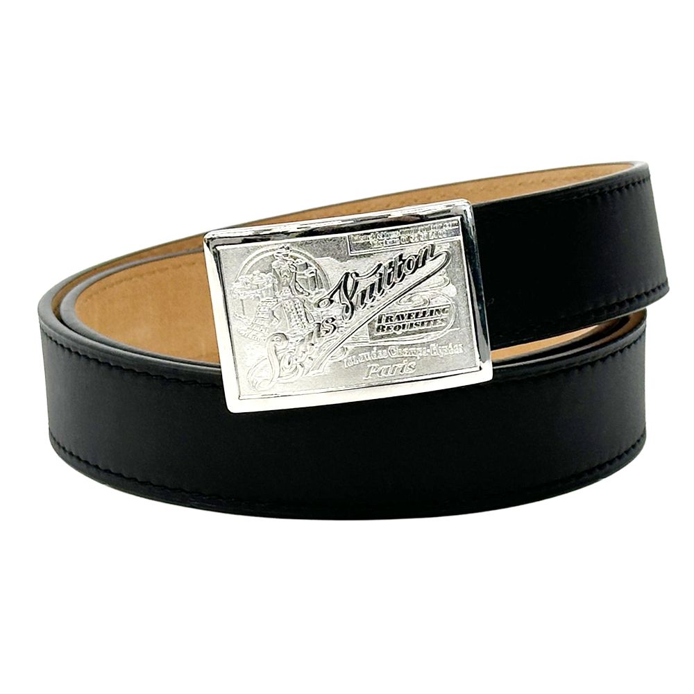 ルイ ヴィトン LOUIS VUITTON ベルト メンズ ブランド レザー サンチュールジーンズ ブラック シルバー M6812U 90 36