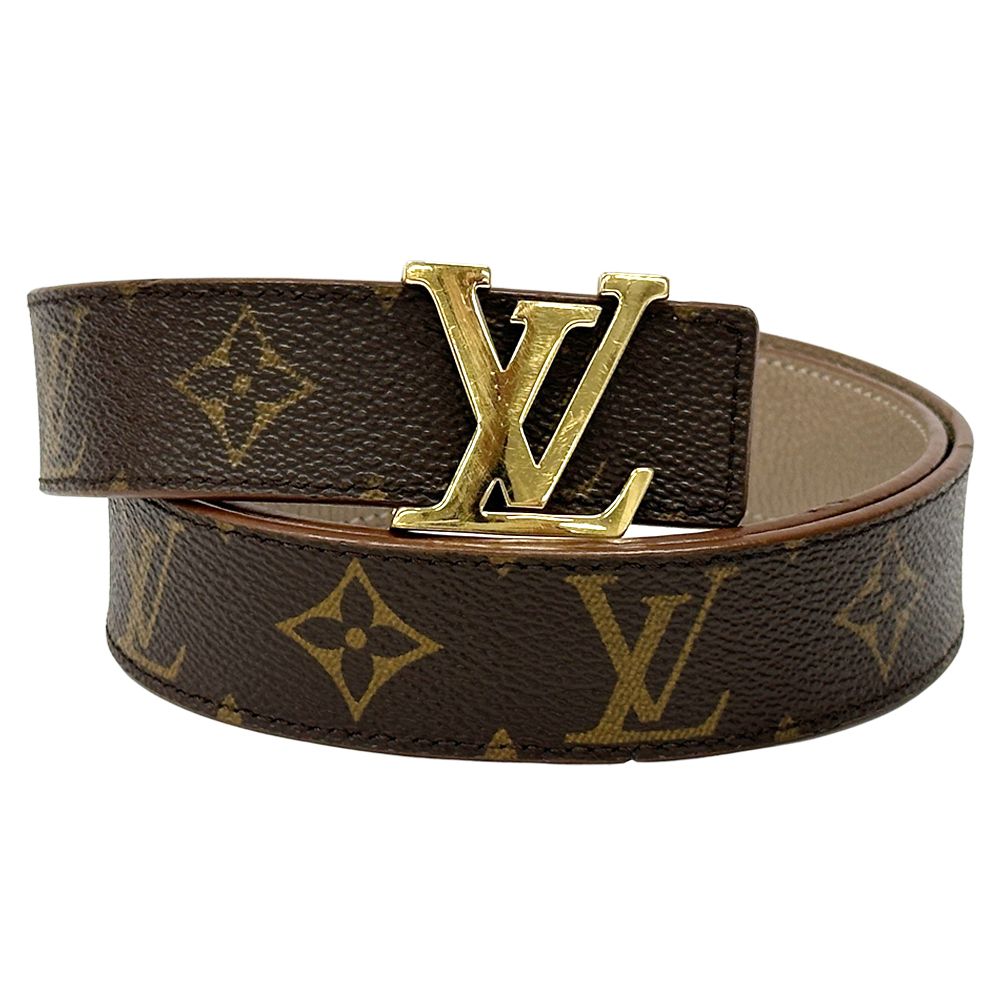 ルイ ヴィトン LOUIS VUITTON ベルト モノグラム レディース ブランド レザー サンチュール LVイニシャル ブラウン グレージュ M0140 85 34 リバーシブル