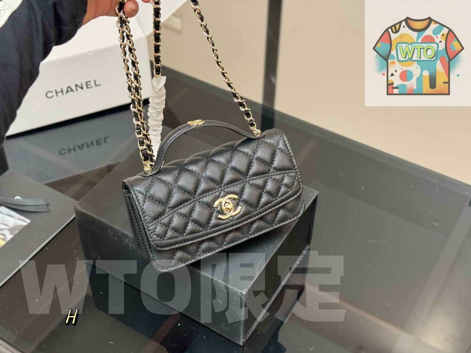 WTO通販 Chanel シャネル 25C ライチ柄牛皮バッグ 折りたたみボックス付き-WTO輸入-DUC61