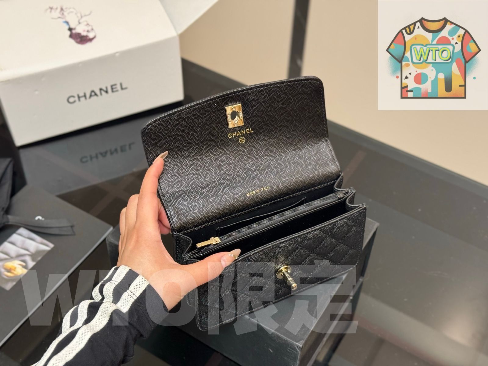  WTO通販 Chanel シャネル 25 C ライチ柄牛皮バッグ 折りたたみボックス付き-WTO輸入-DUC 61 ハンドバッグ バッグ