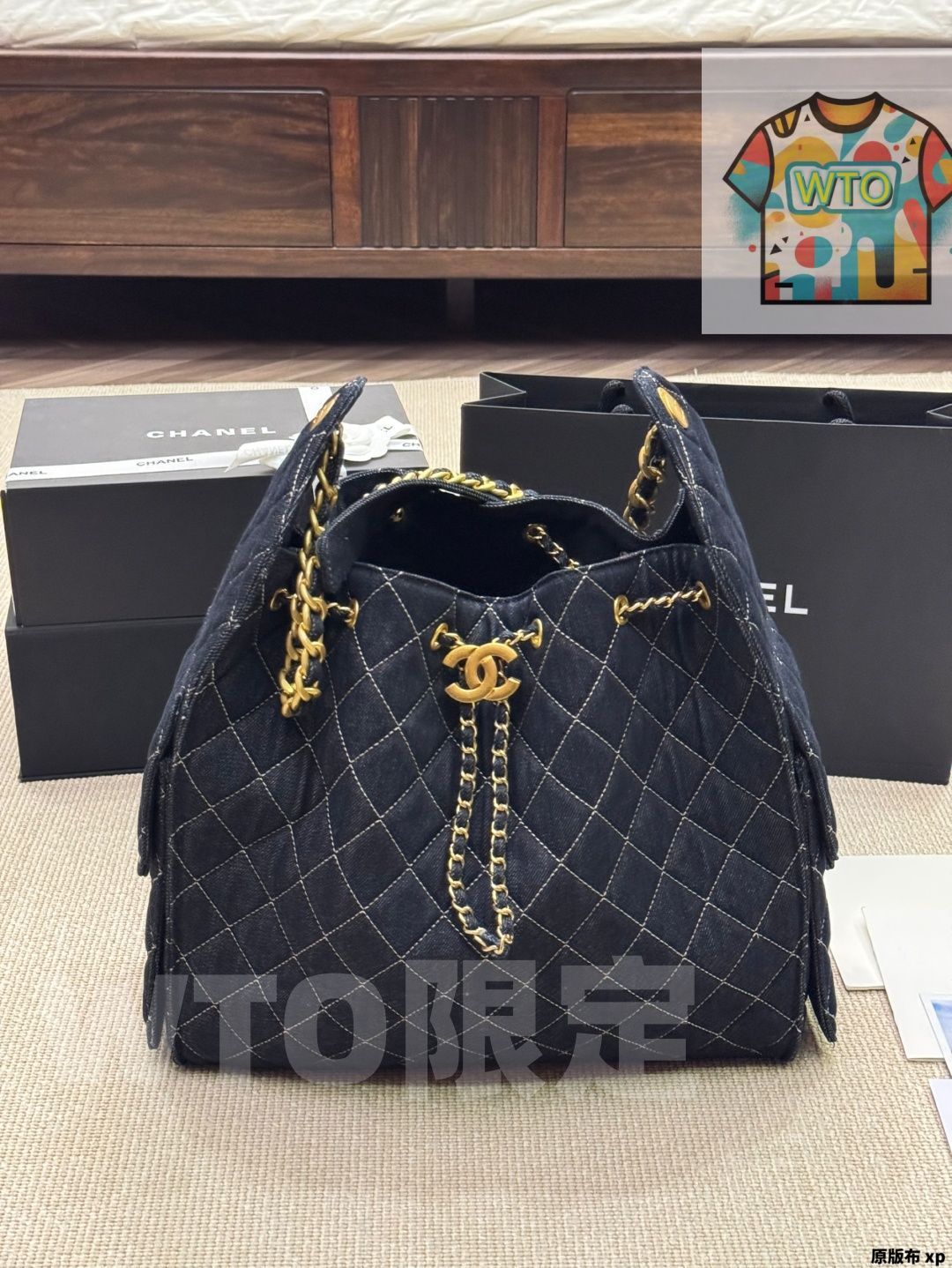 WTO通販 Chanel シャネル ライトブルーデニムホーボー 非常に柔らかい-WTO輸入-RIV51