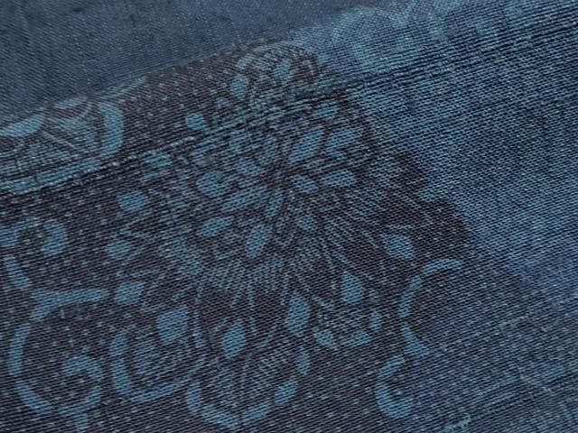 平和屋着物□極上 伝統工芸士 七代目 吉澤与市 紬 単衣 絞り 型染め 切