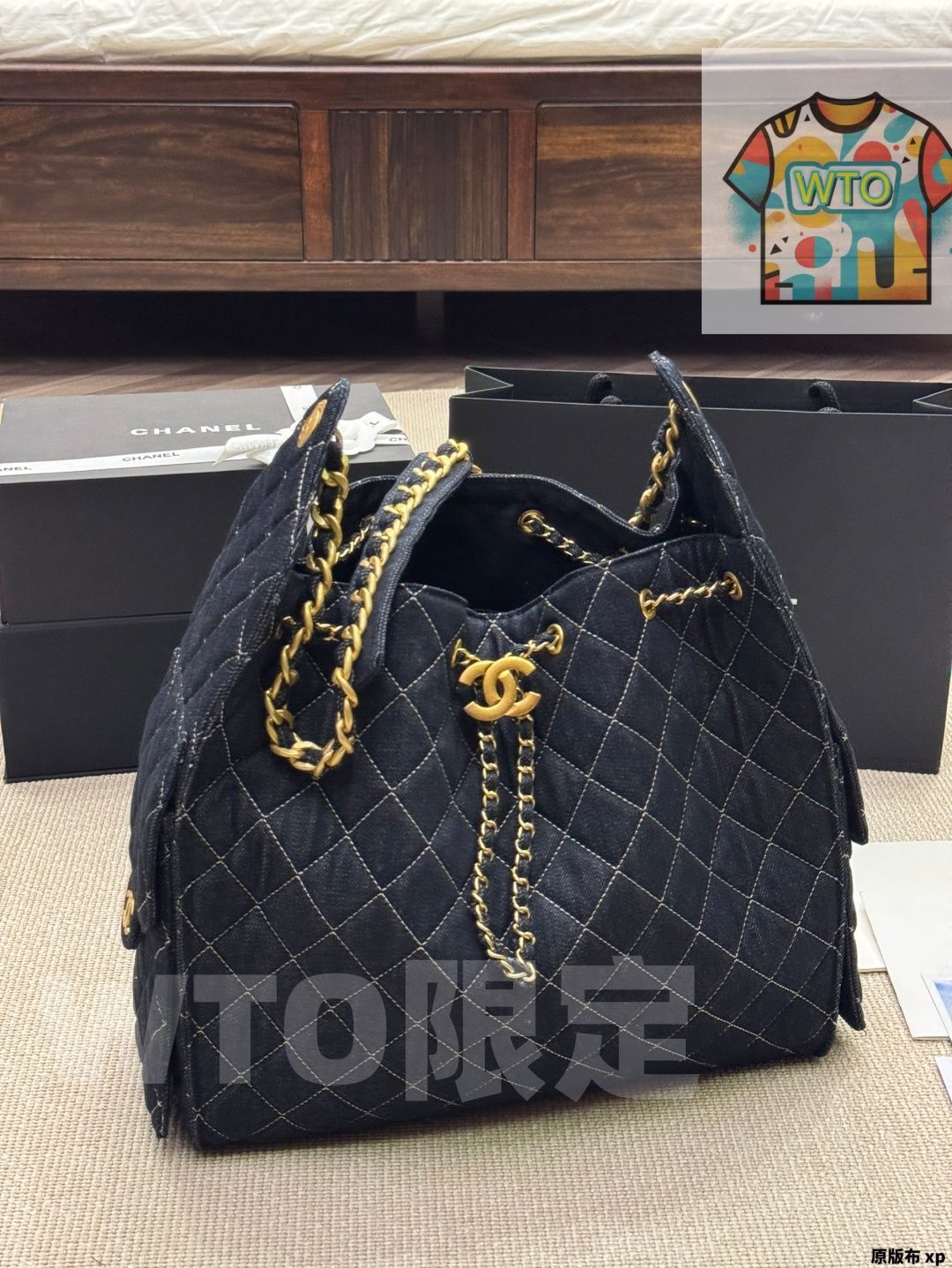 シャネル ライトブルーデニムホーボー