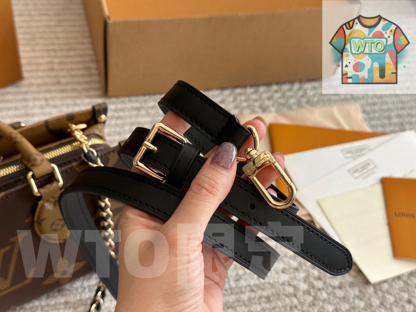  WTO通販 Louis Vuitton ルイ ヴィトン オンザゴーイーストウエスト チェーン レザーショルダーストラップ付き-WTO輸入-SQA 12 ハンドバッグ バッグ