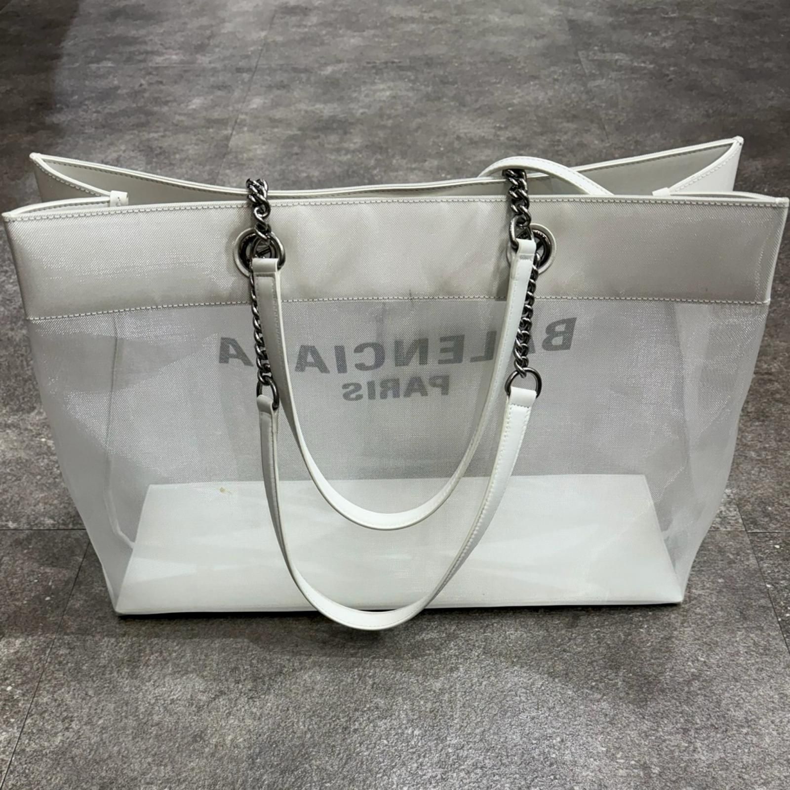 BALENCIAGA DUTY Free デューティーハンドバッグ トートバッグ メッシュ バレンシアガ 741602 ホワイト F 1149M