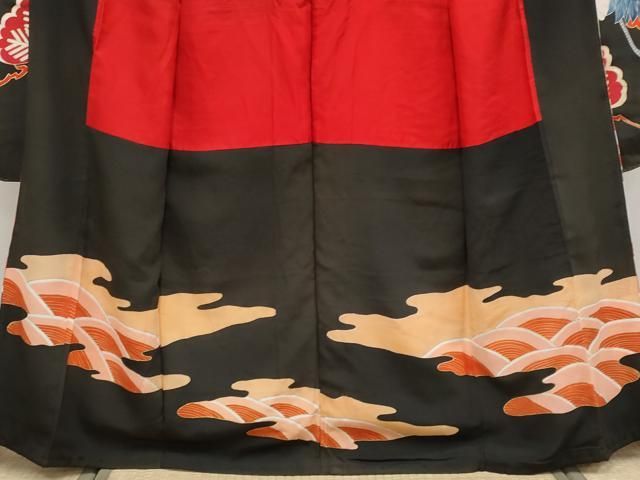 平和屋着物□極上 アンティーク 大正ロマン 振袖 駒刺繍 飛鶴流水枝花