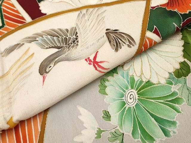 振袖 地紙花鳥文