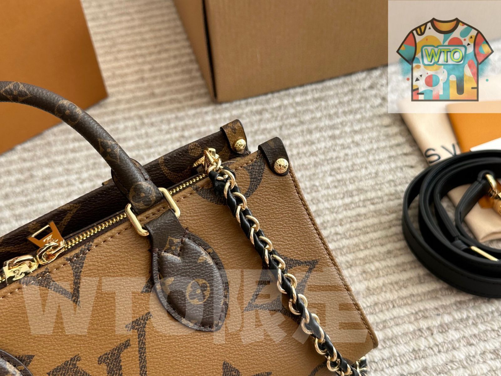 WTO通販 Louis Vuitton ルイ ヴィトン オンザゴーイーストウエスト チェーン レザーショルダーストラップ付き-WTO輸入-SQA12