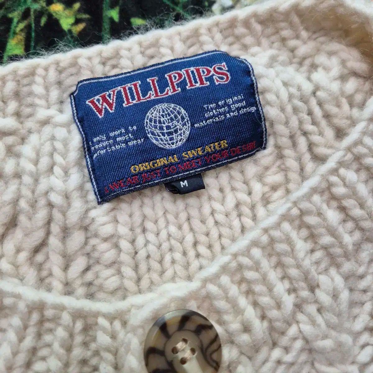  日本 WILLPIPS 白純 ケーブル編み あらん カーディガン M 長袖 カーディガン ボレロ アンサンブル
