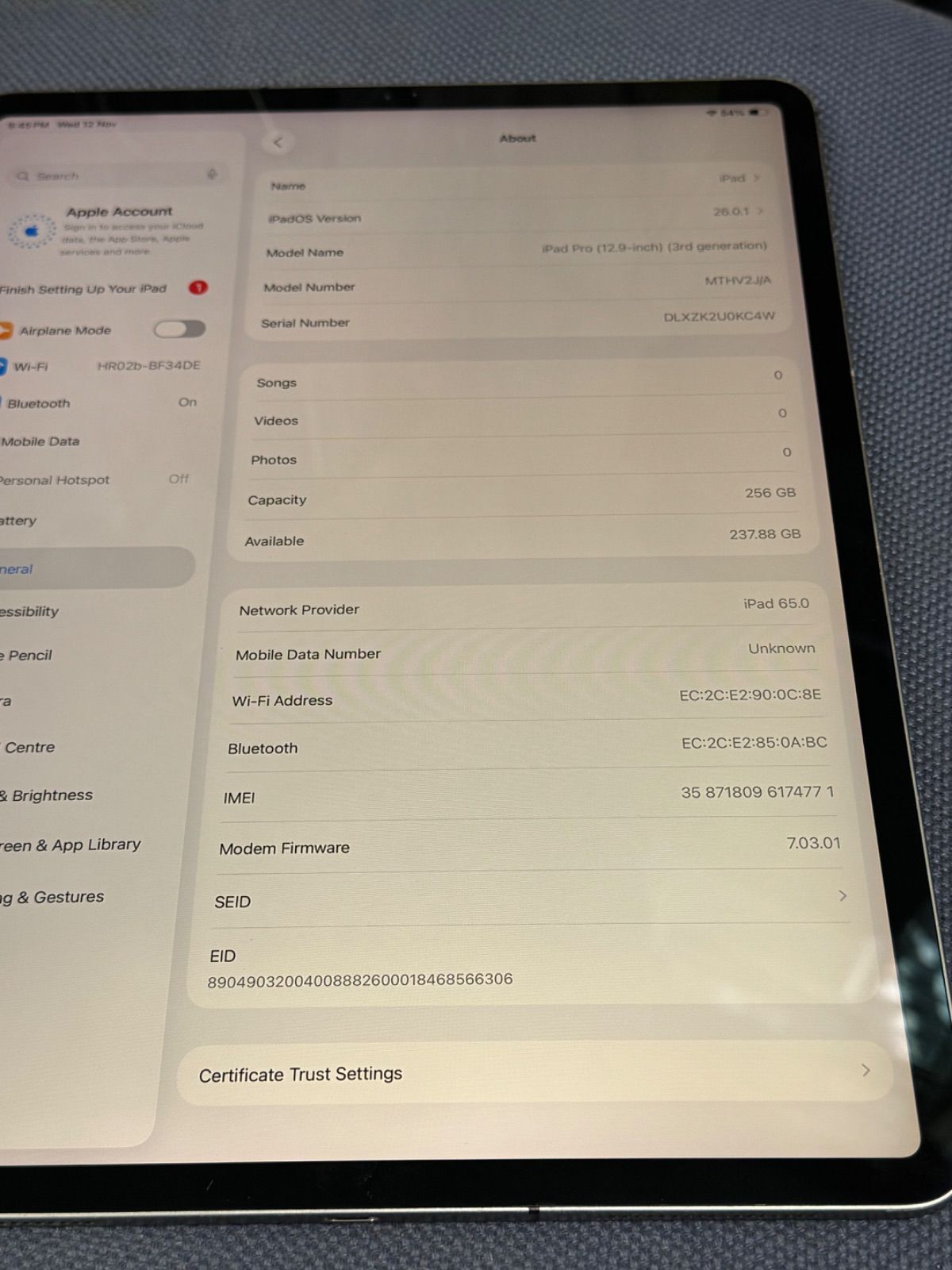  Au版iPad Pro 第3世代12.9インチSIM Free 256 GB 本体 外箱外箱のみ iPad本体 タブレット