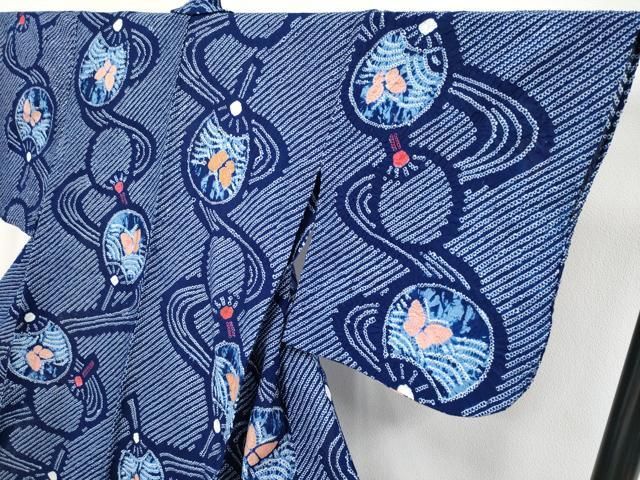 平和屋着物□極上 夏物 浴衣 有松鳴海絞り 団扇 蝶 綿 逸品 CYAA3881s5