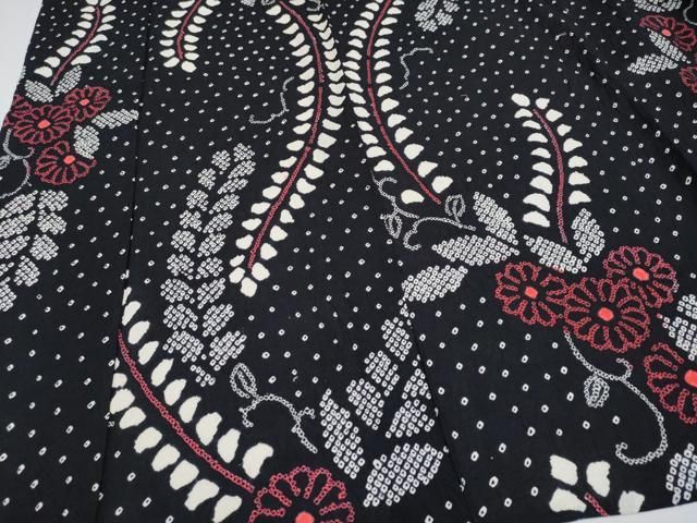  平和屋着物 上 夏物 浴衣 有松鳴海絞り 菊唐草文 黒地 綿 s 5 浴衣単品 浴衣