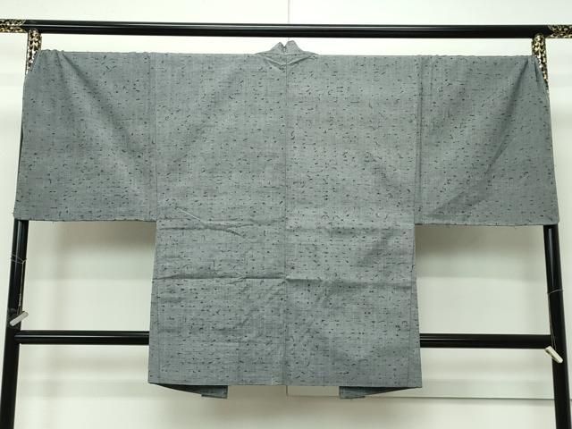 平和屋着物□極上 男性 髭紬 アンサンブル キングサイズ 利休鼠色地  