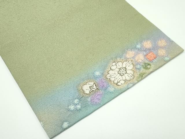 平和屋着物○太鼓柄袋帯 地紙草花文 辻が花 正絹 逸品 DAAY8033cm