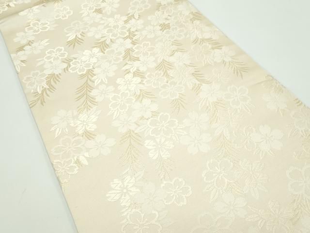 平和屋着物 上 東京井筒工芸謹製 全通柄袋帯 唐織 花柳流 金糸 白橡色地 s 5