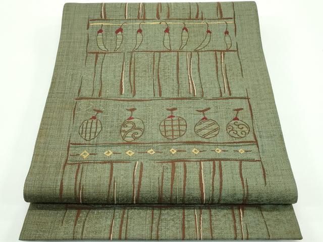 平和屋着物 上 六通柄袋帯 紬地 成り物 s 5