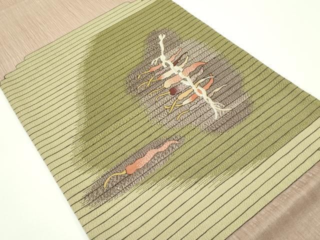 平和屋着物 上 夏物 明綴れ 太鼓柄袋帯 成り物 柴染色地 ますいわ屋扱い s 5