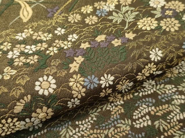 平和屋着物□極上 西陣 服部織物謹製 青々庵 六通柄袋帯 唐織 草花横段