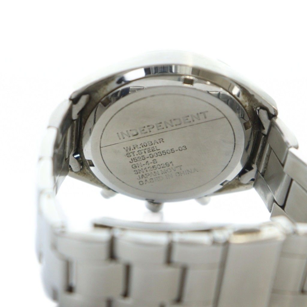  インディペンデント J 525 003505 03 腕時計 ウォッチ クォーツ クロノグラフ カレンダー付き 黒文字盤 シルバー色 GY 18 MQ 腕時計(アナログ) 時計