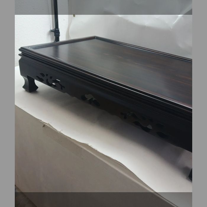 伊藤様 ご売約済【未使用保管品】高級唐木花台 黒丹 松彫 花台 置物台