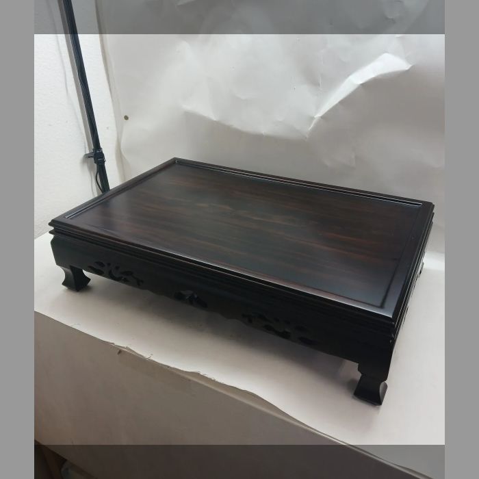 伊藤様 ご売約済【未使用保管品】高級唐木花台 黒丹 松彫 花台 置物台