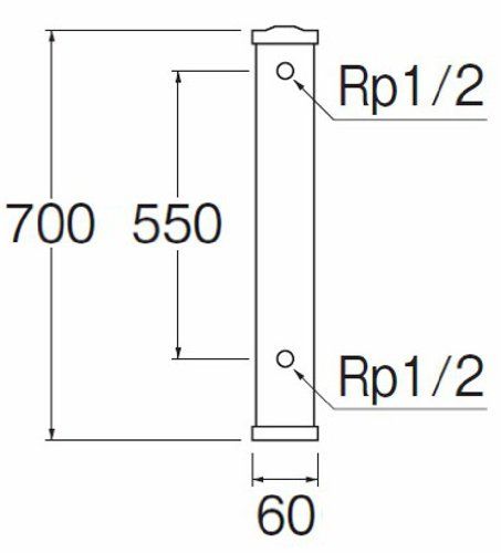 SANEI サンエイ ステンレス水栓柱 屋外での水栓設置に ステンレス製 長さ0.7 m T 800-60 X 700