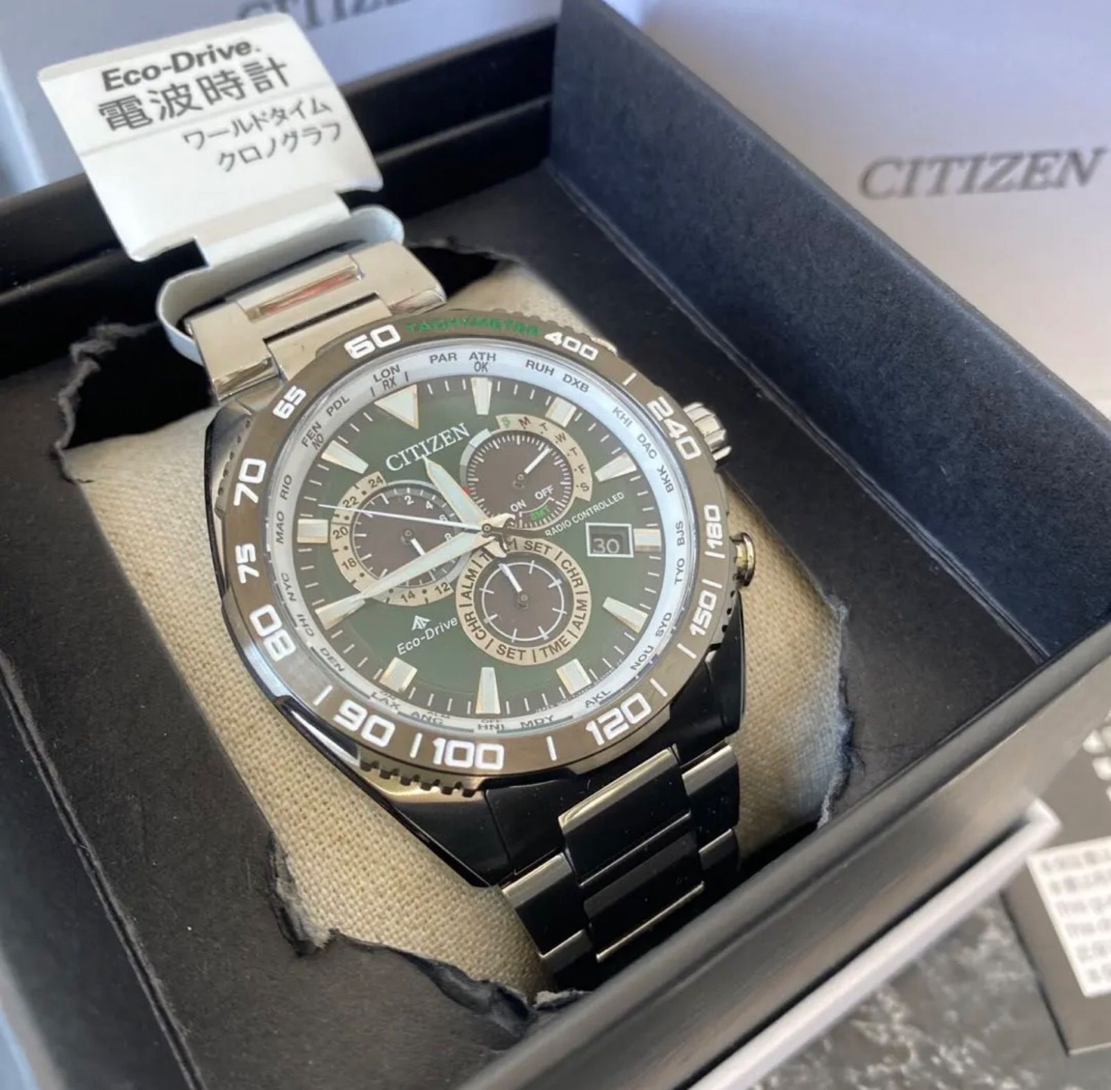 CITIZEN シチズン エコ ドライブ PROMASTER プロマスター クロノグラフ エコドライブ ダイレクトフライト グリーン文字盤 E660-R013718