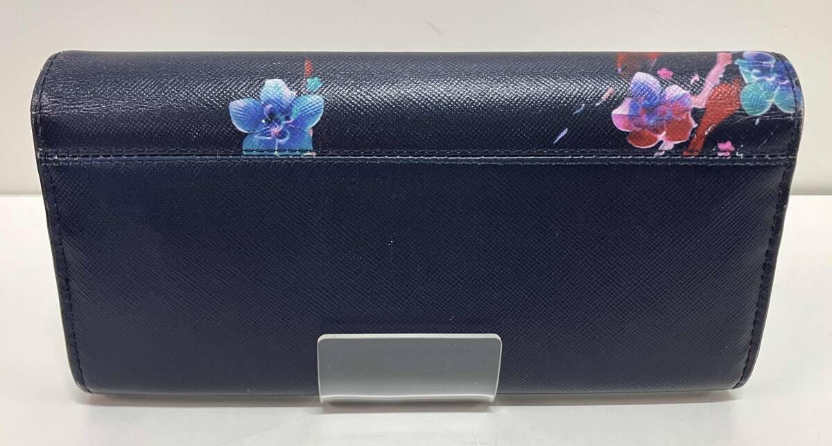 BALLY バリー 長財布 花柄 ネイビー