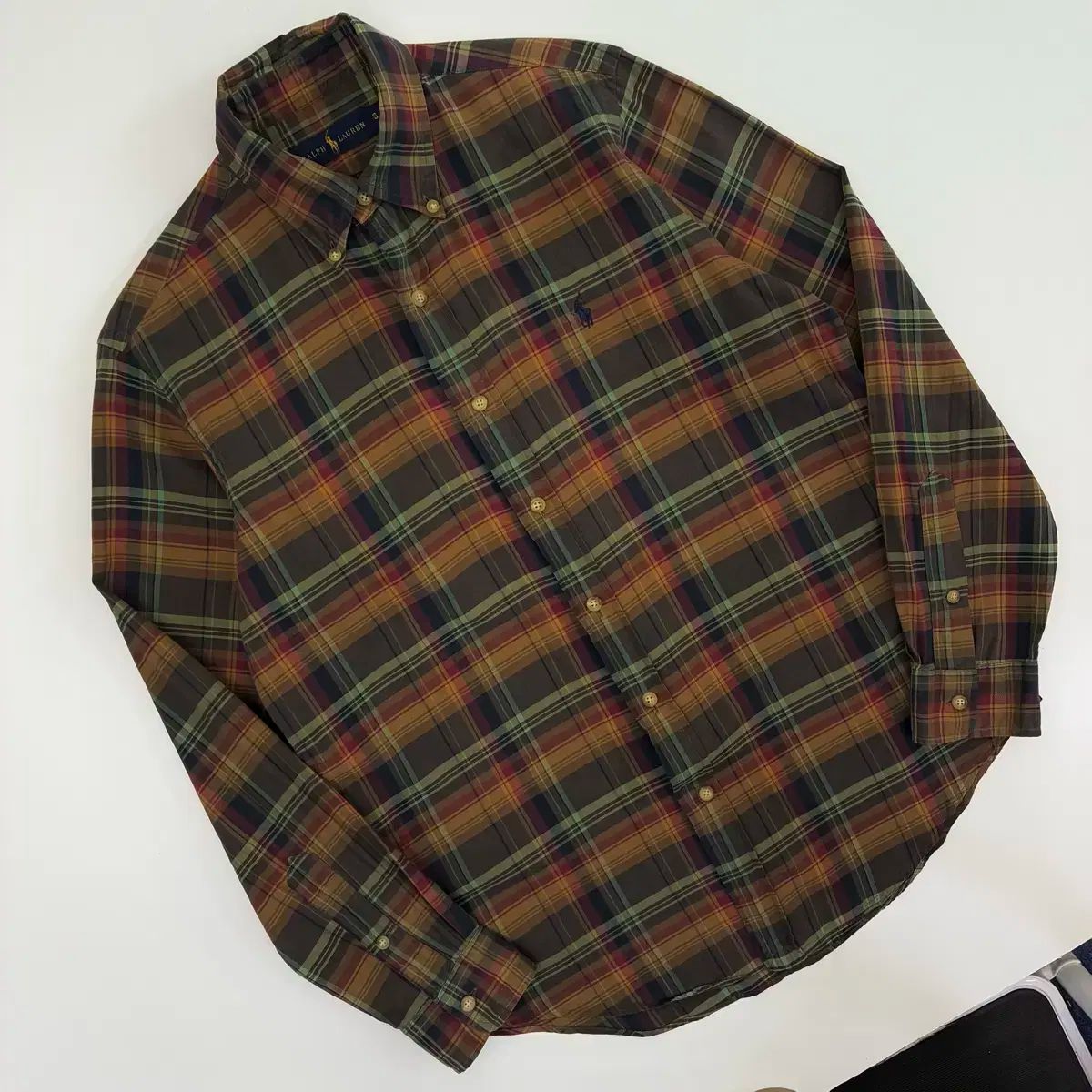 ポロ ラルフローレン 刺繍 ブラウン シャツ チェック柄
