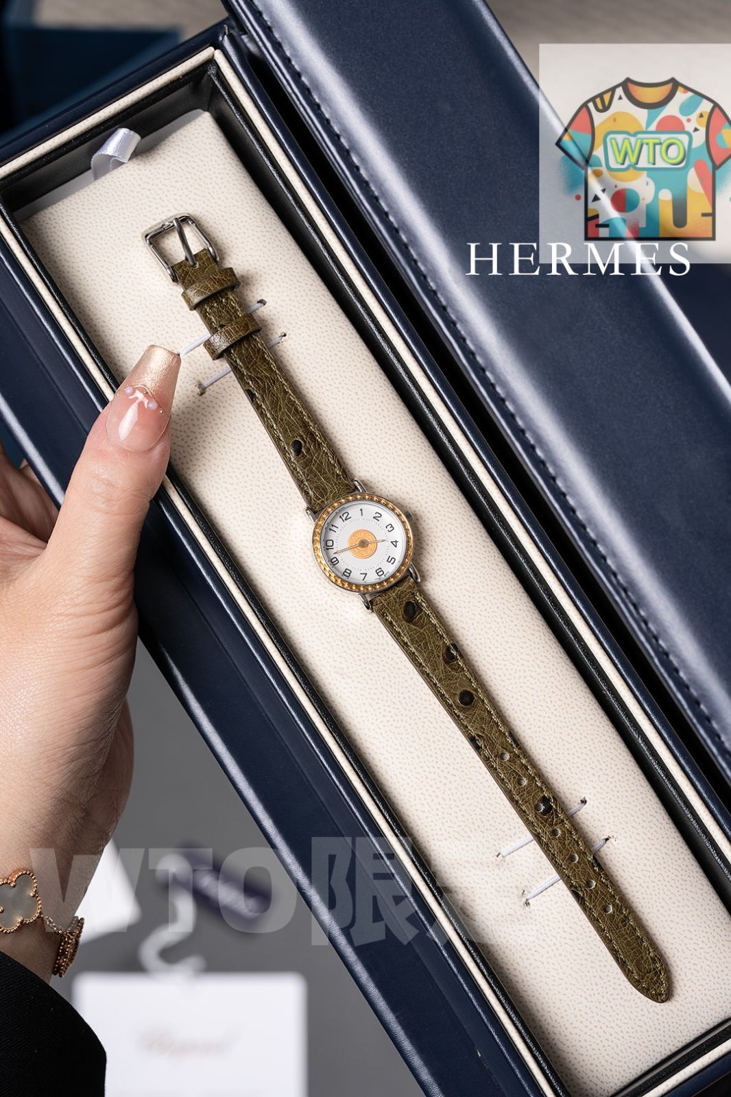 WTO通販 HERMES エルメス ゴールドコイン 時計 原裝オーストリッチレザーストラップを採用-WTO輸入-FWN96