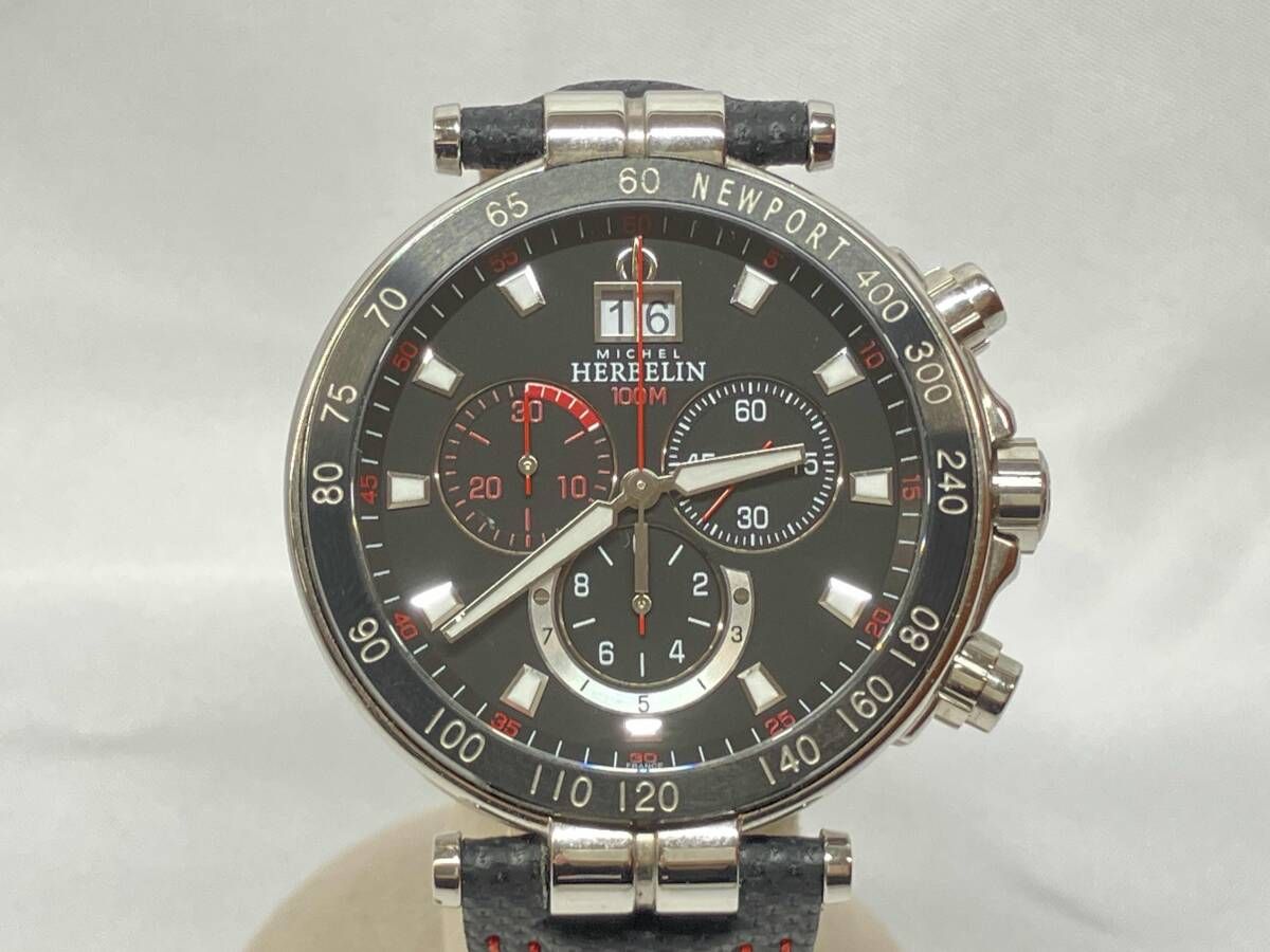 BOX付 MICHEL HERBELIN ミッシェルエルブラン 36655 クォーツ クロノグラフ腕時計