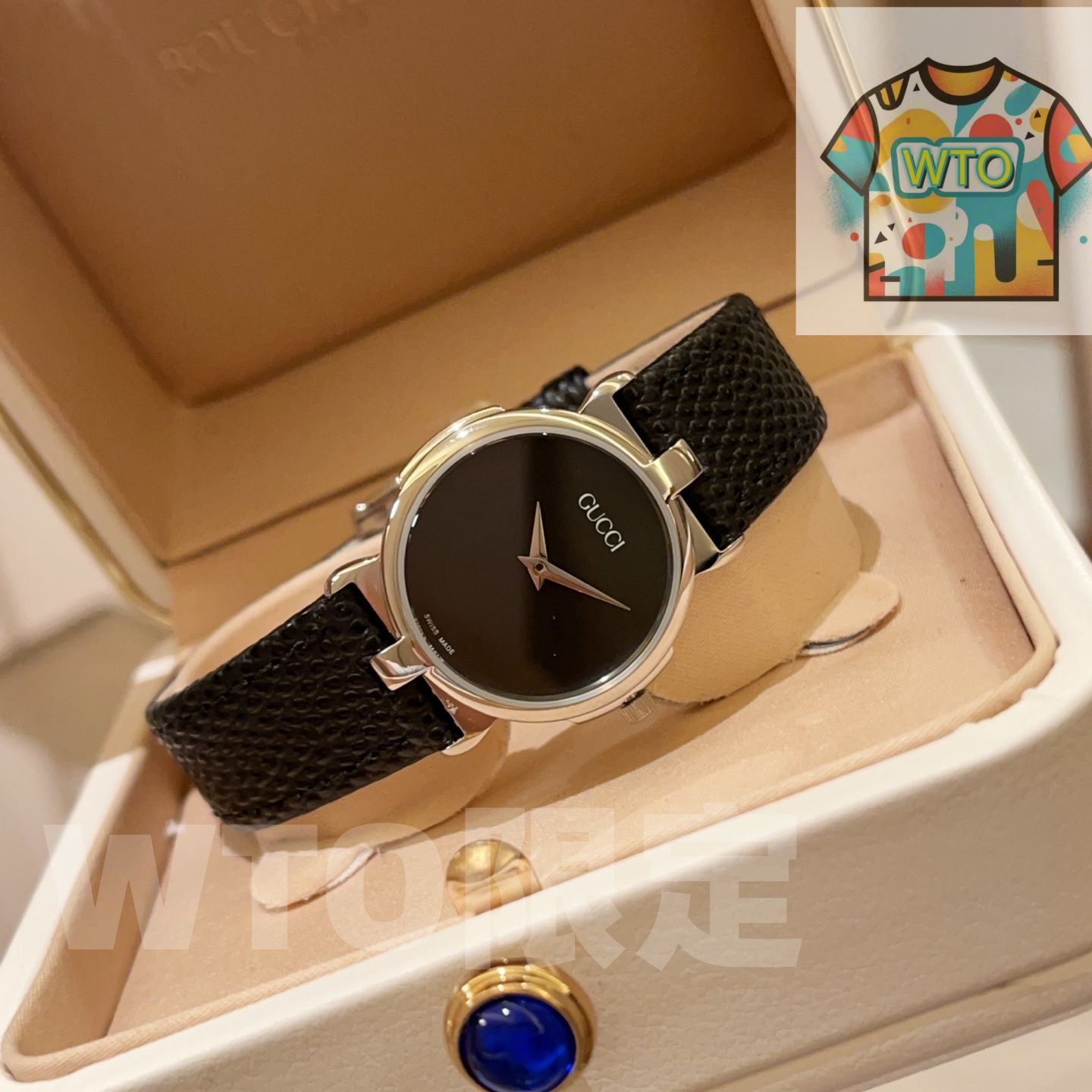 今日 GUCCI グッチ ローマ白い小さな花 モデル クラシック リングとローマ数字目盛りを備える