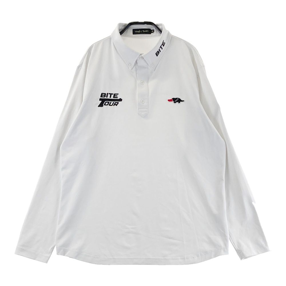 サイズ M ROUGH-SWELL ラフアンドスウェル 長袖ポロシャツ ボタンダウン ホワイト系 240101557601 ゴルフウェア メンズ ストスト