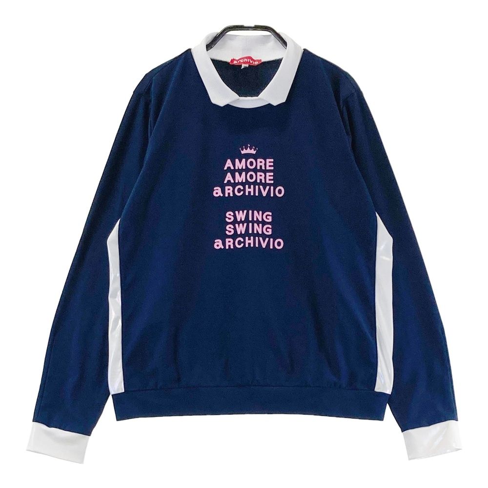 サイズ 38 ARCHIVIO アルチビオ モデル 襟付 長袖Tシャツ ネイビー系 240101558171 ゴルフウェア レディース ストスト