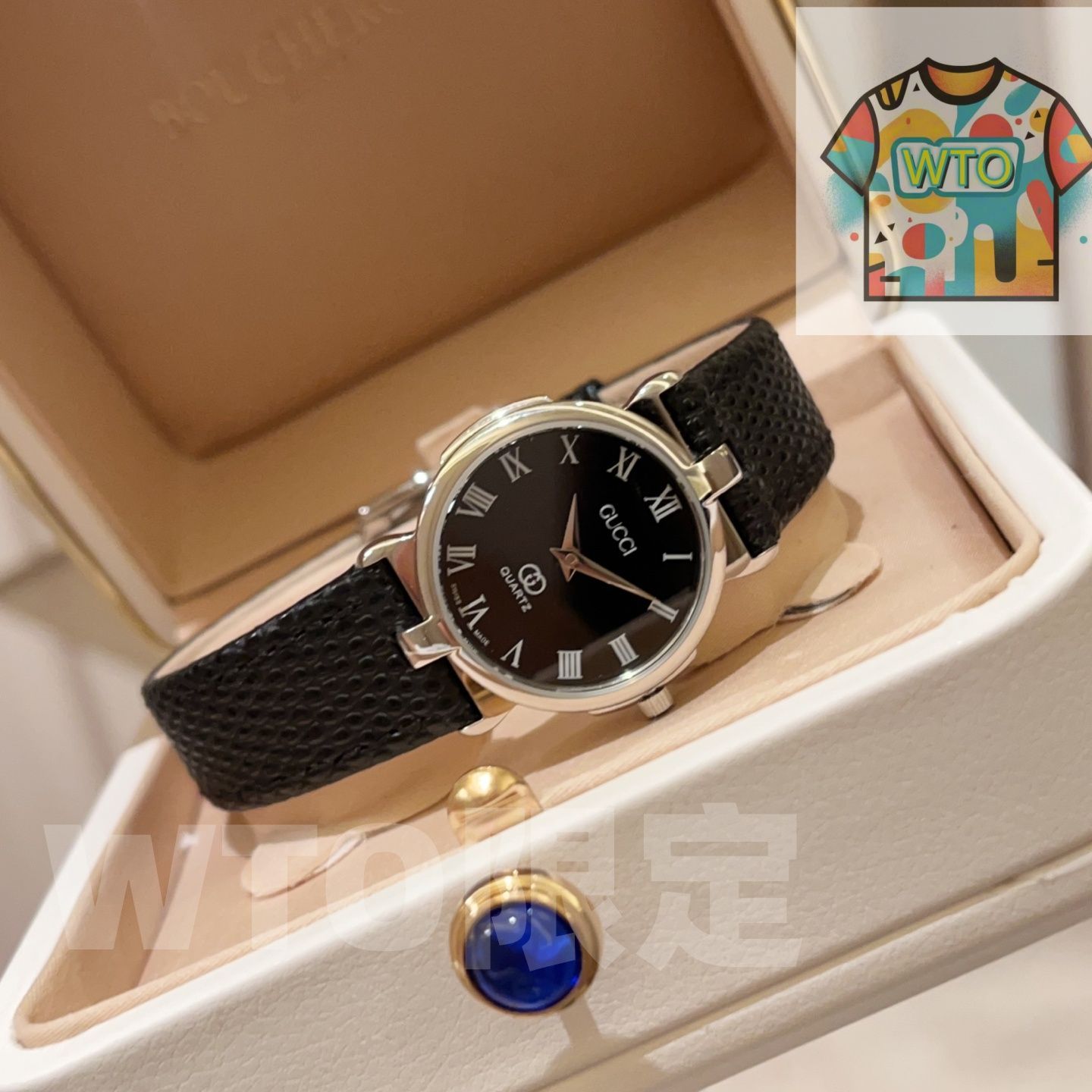WTO通販 GUCCI グッチ ローマ白い小さな花 モデル クラシック リングとローマ数字目盛りを備える-WTO輸入-NDM 50