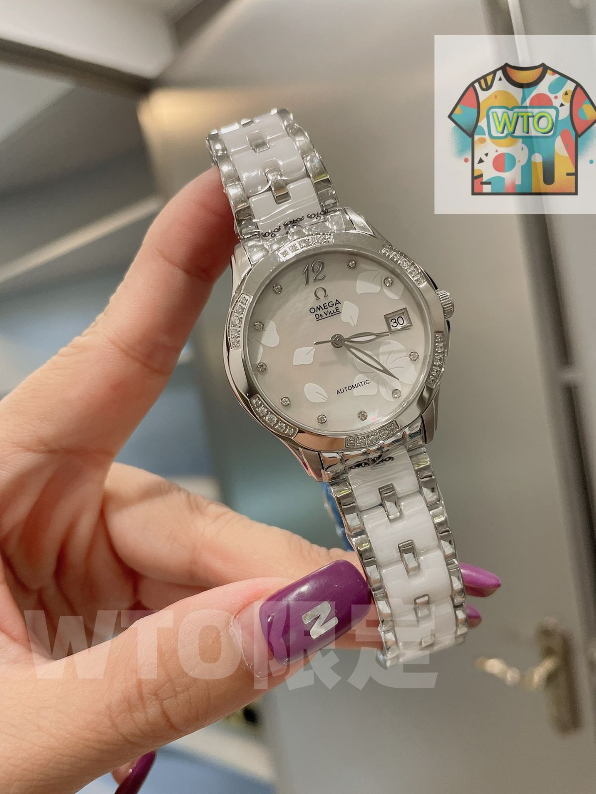 WTO通販 Omega オメガ 人体工学設計の弧状セラミック スチール混合ブレスレットを採用-WTO輸入-CMO70