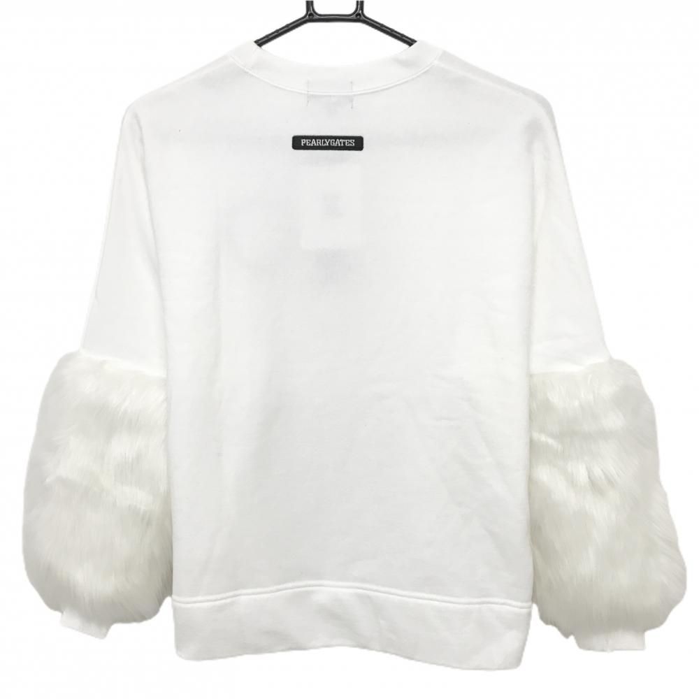 パーリーゲイツ トレーナー 白 袖ファー レディース 0 S ゴルフウェア PEARLY GATES