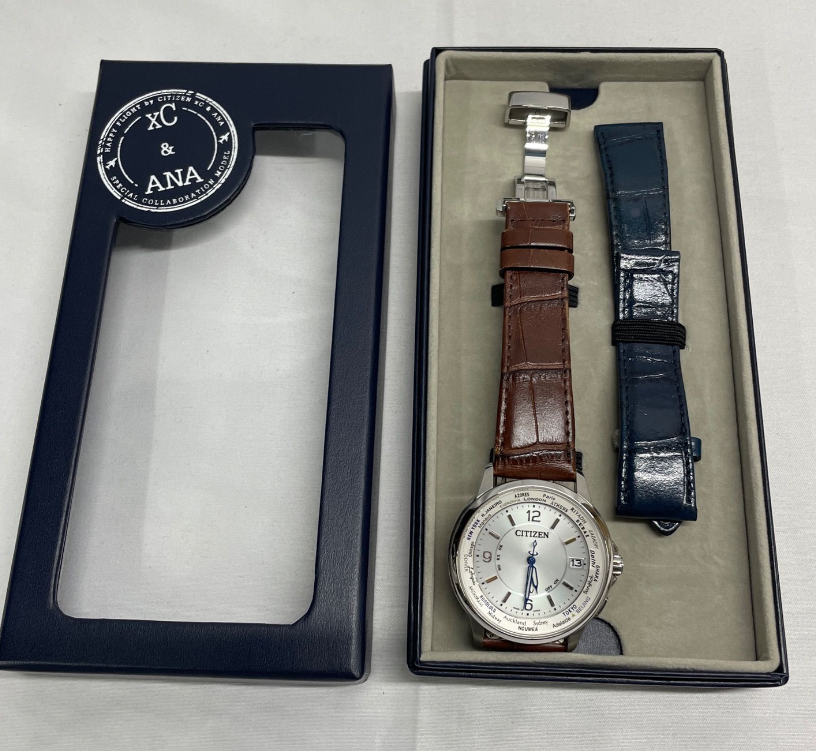 CITIZEN xC ANA コラボモデル H149-T018335 クロスシー アナ 替えバンドあり 汚れ 千切れあり 動作品 腕時計 ANA-28-0011号 111305