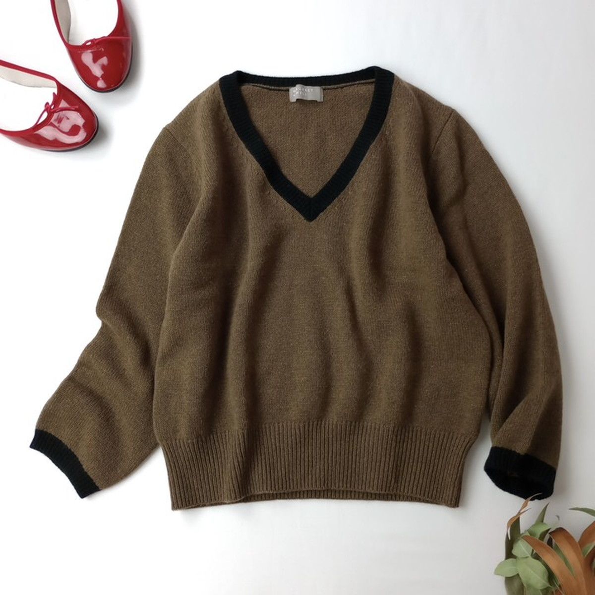 MARGARET HOWELL マーガレットハウエル CONTRAST V NECK JUMPER