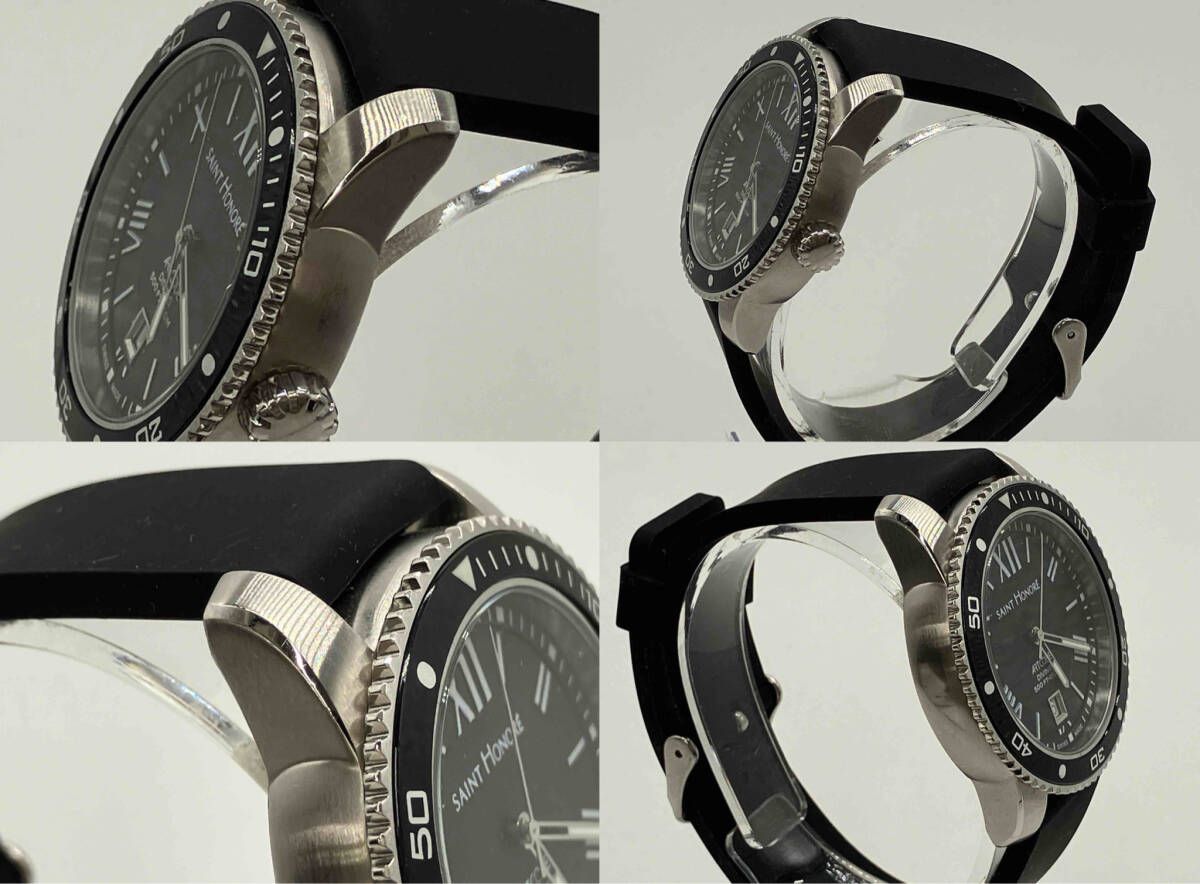 属 SAINT HONORE サントノーレ ART CODE 861670 クォーツ ブラック メンズ アナログ デイト表示 稼動品 腕時計