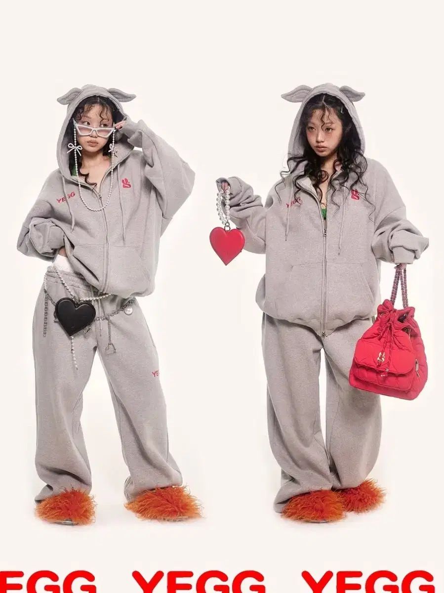 み メルカリshop取引では対象外 起毛 yegg イェッguessedフーディ ジップアップ ウィングフーディ セットアップ グレー L