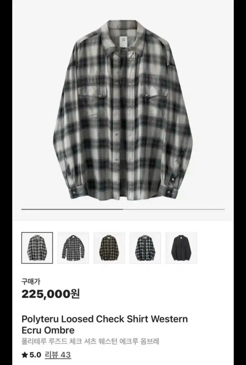4 POLYTERU ルーズド シャツ チェック柄 ウェスタン エクリュ